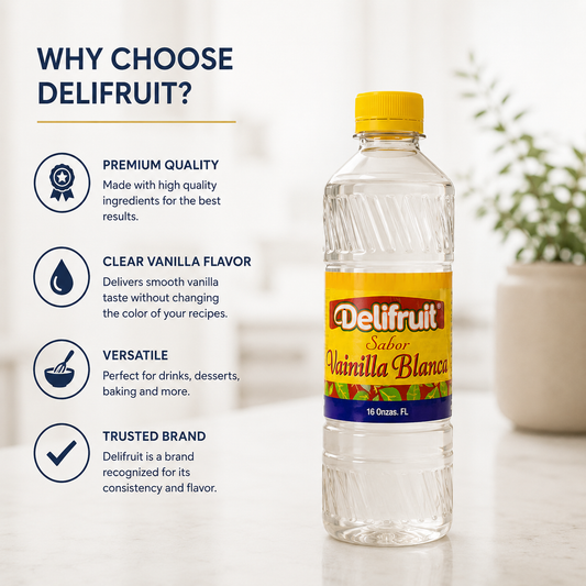 Delifruit Clear Vanilla Extract – Premium Flavor for Baking & Desserts - 16 oz