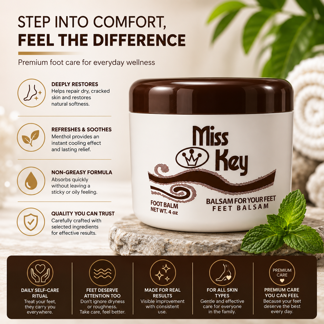 Miss Key Feet Balsam – Soothing Foot Care Cream (4 oz)
