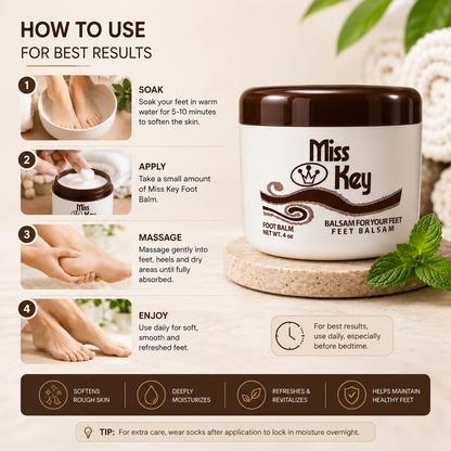 Miss Key Feet Balsam – Soothing Foot Care Cream (4 oz)