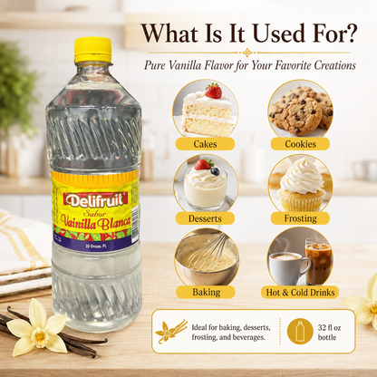 Delifruit Clear Vanilla Extract – Premium Flavor for Baking & Desserts - 32 oz