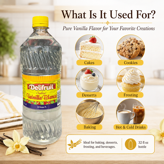 Delifruit Clear Vanilla Extract – Premium Flavor for Baking & Desserts - 32 oz