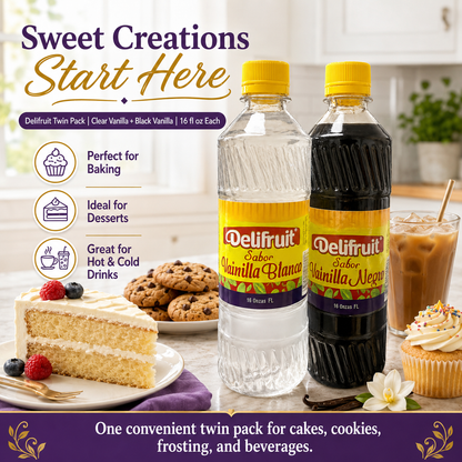 Delifruit Twin Pack – Vanilla Black & Clear 16 oz | Premium Dominican Flavor x2
